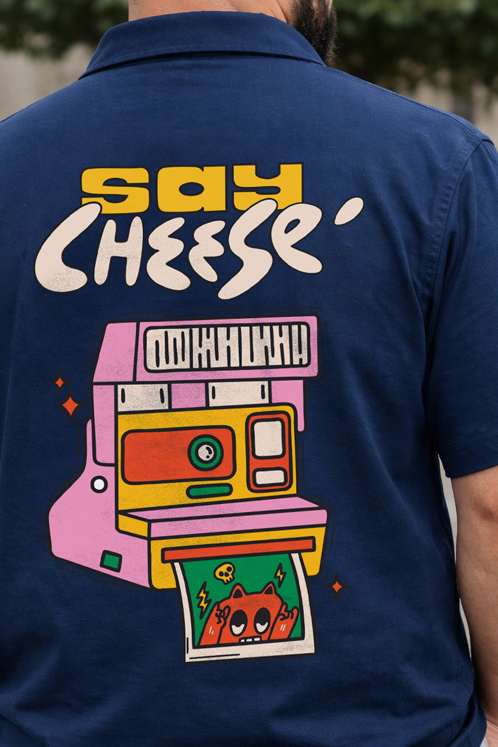 Say Cheese Navy Plus Size Printed Exclusive Shirt