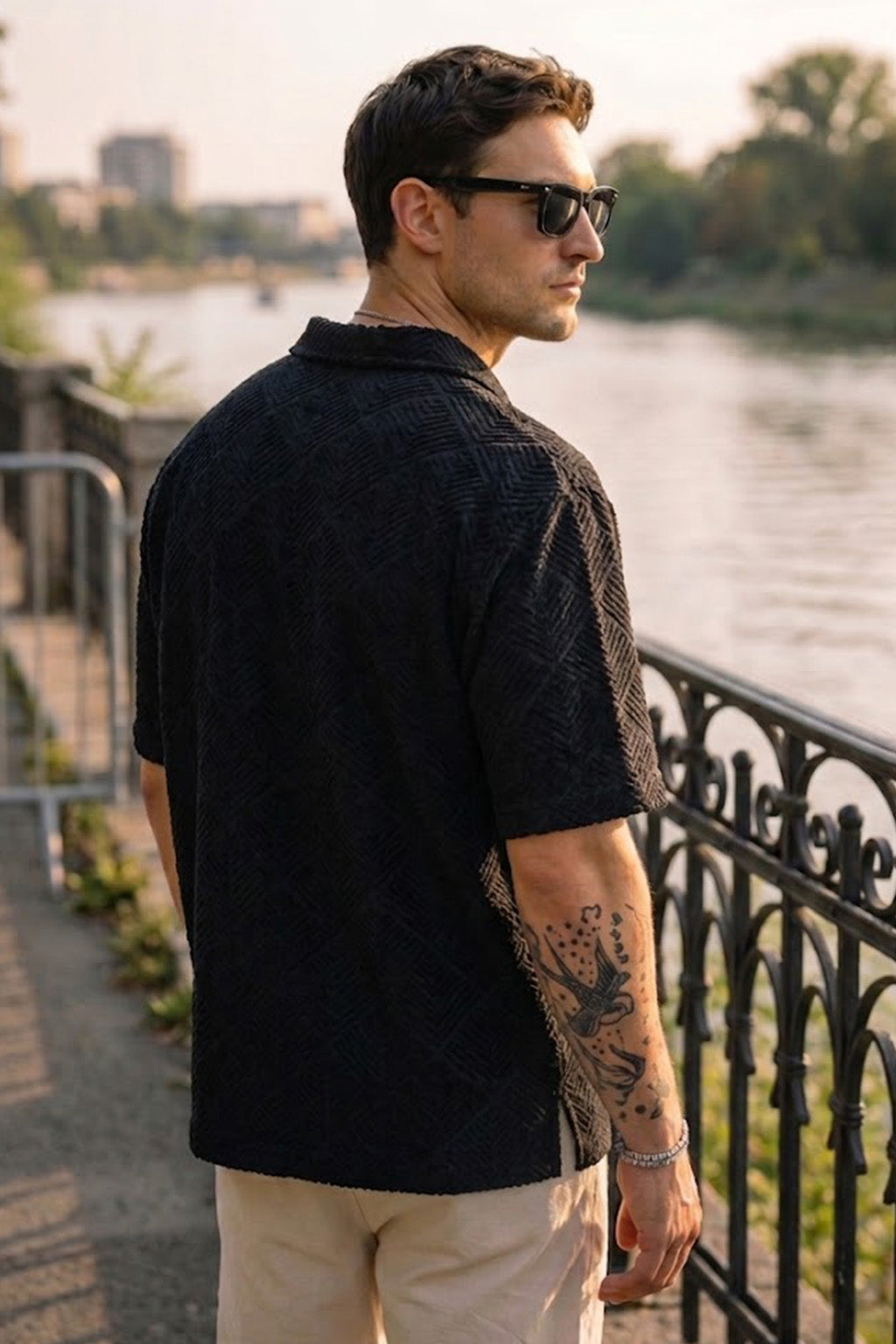 Black Jacquard Plain Oversized Exclusive Shirt