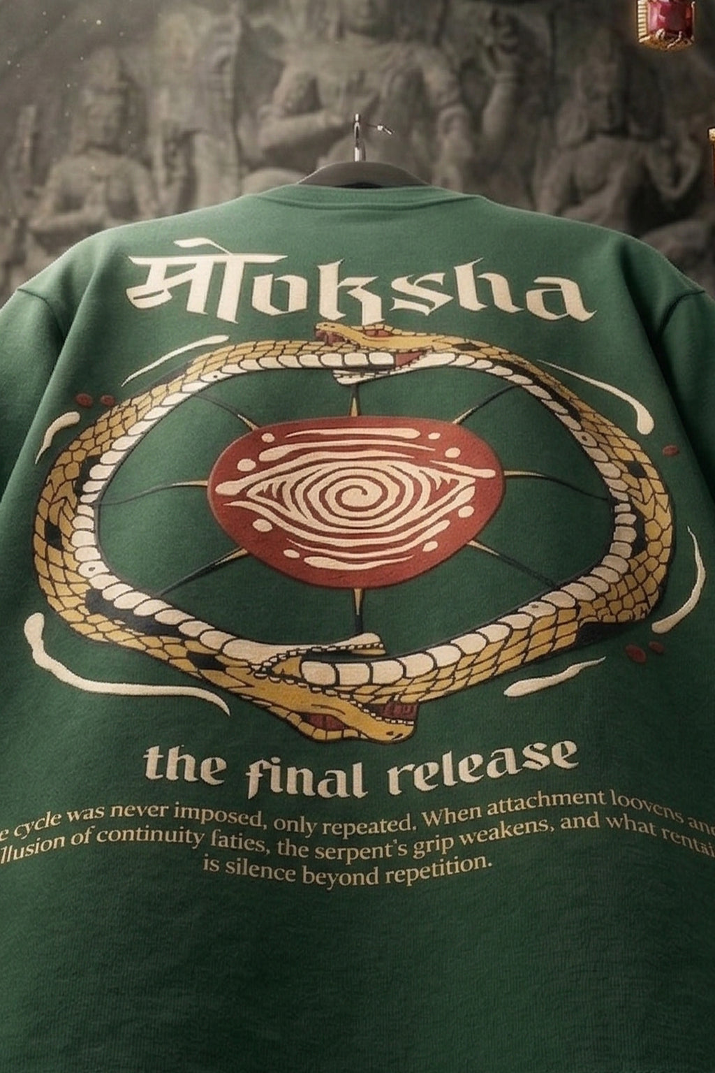 मोक्ष Green Printed Exclusive T-shirt Supreme Edition