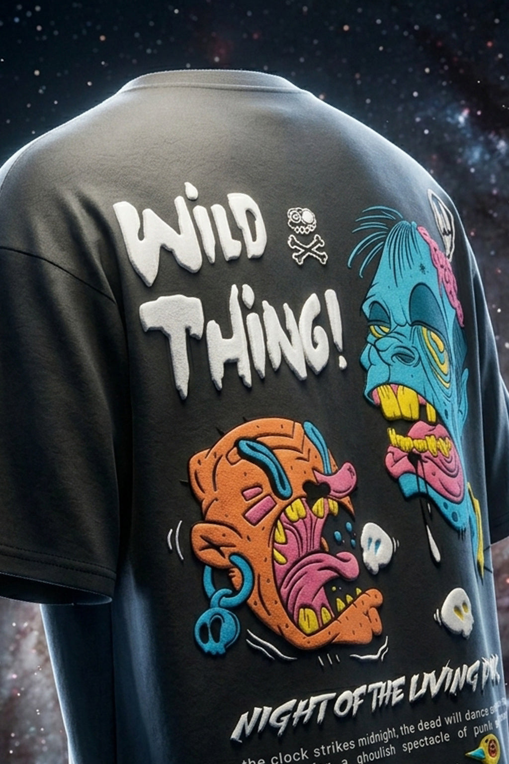 Wild Thing Dark Grey Oversized Puff Printed Exclusive T-shirt