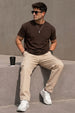 Brown Plain Regular Fit T-shirt