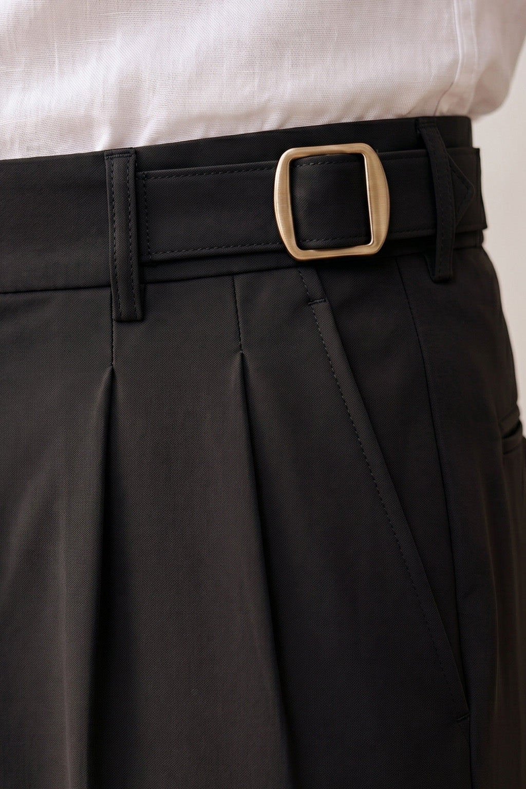 Black Tailored High-Waist Adjustable Weist Korean Pant