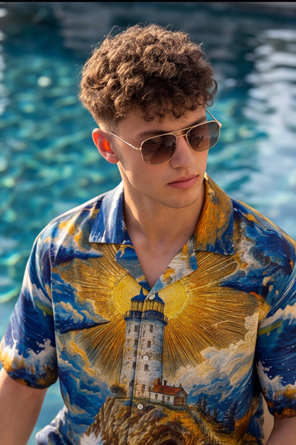 Lighthouse Blue All Over Print Oversized Exclusive Shirt