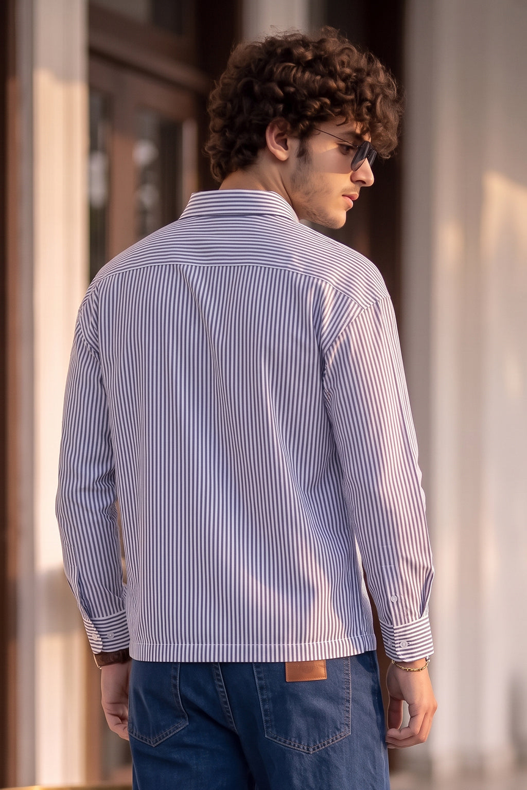 Azure Stripe Blue Boxy Fit Full sleeve Exclusive Shirt