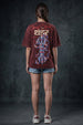 इंद्र थंडर Maroon Acid Washed Puff Printed Exclusive T-shirt Epic Collection For Women