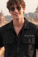Black Utility Twill Cropped Short-Sleeve Exclusive Shirt
