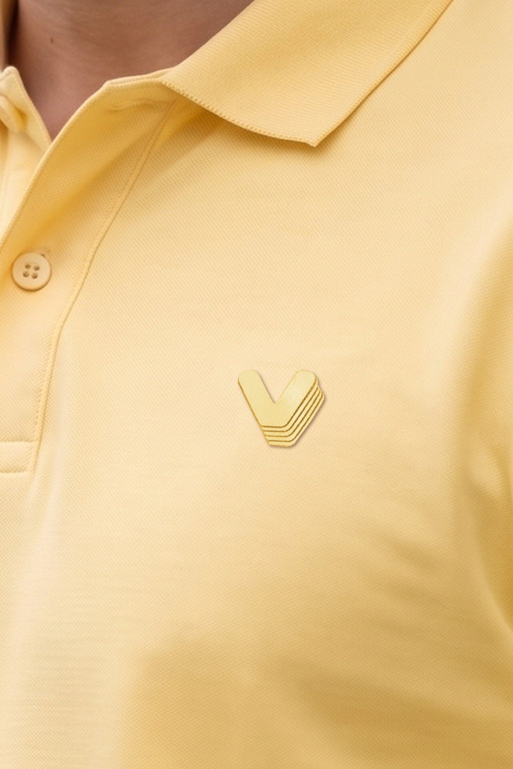 Yellow Interlock Plain Regular Fit Button Polo T-shirt