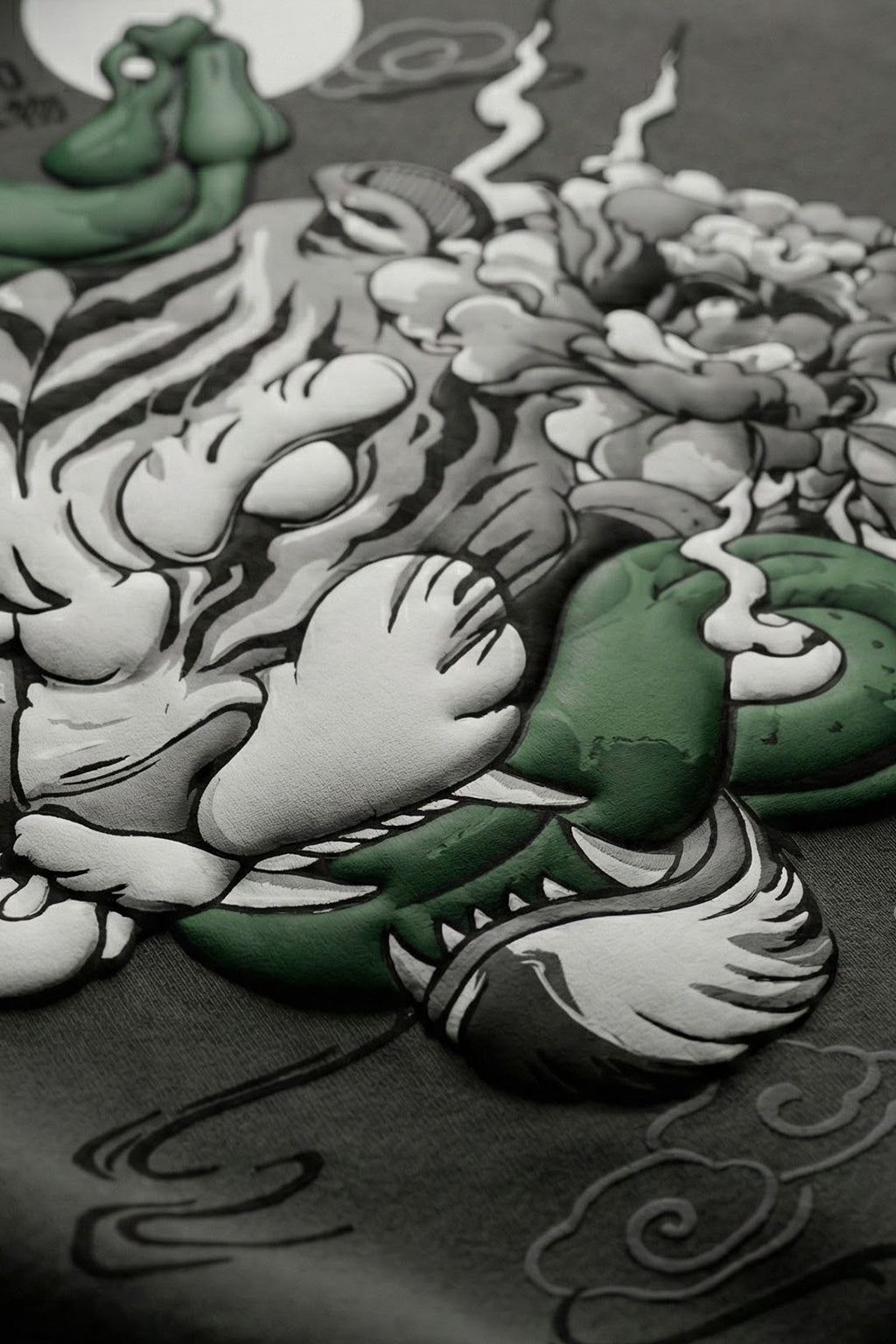 Veirdo Tiger Grey Oversized Puff Printed Exclusive Hoodie