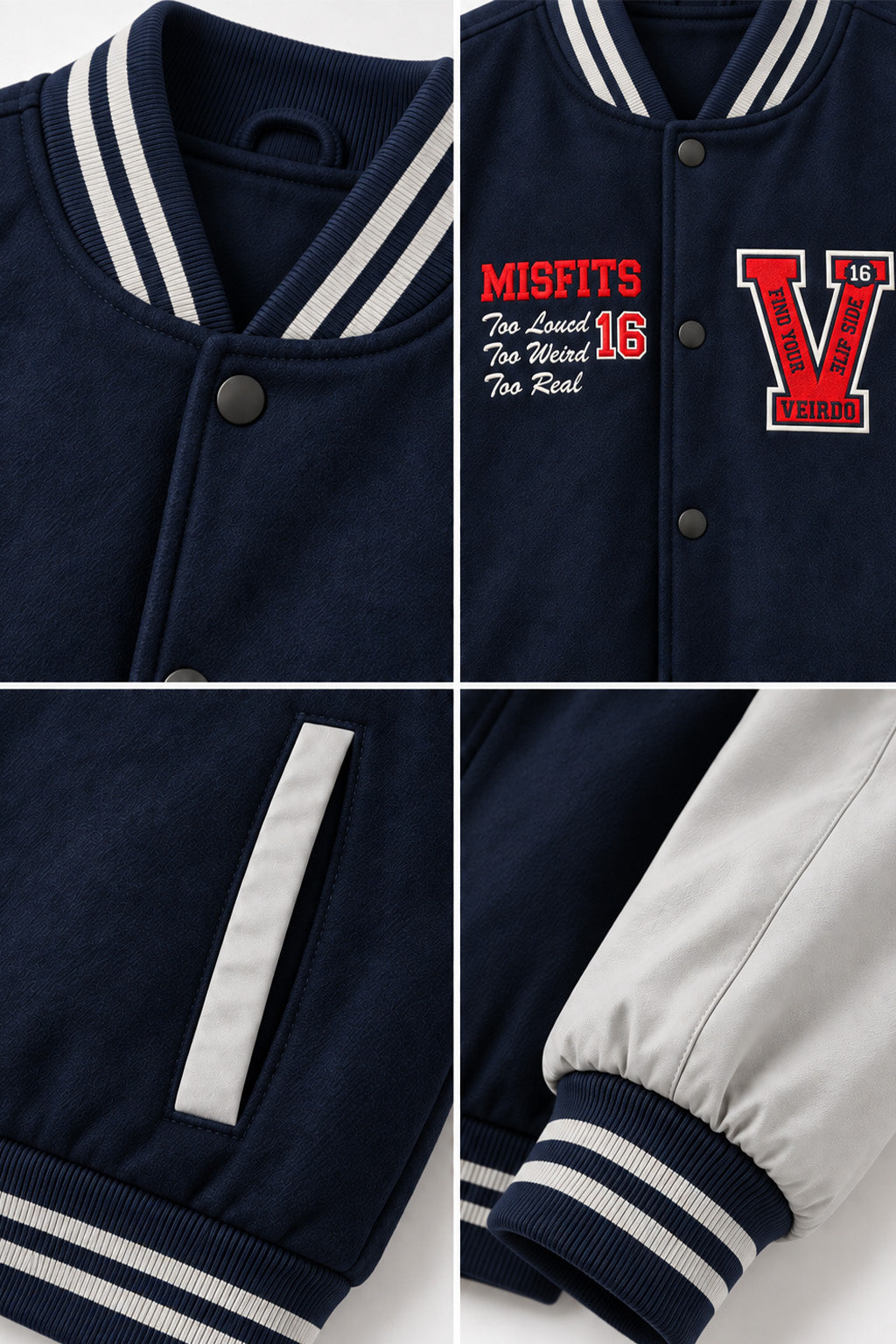 Street Club Navy Blue & Grey Exclusive Varsity Jacket