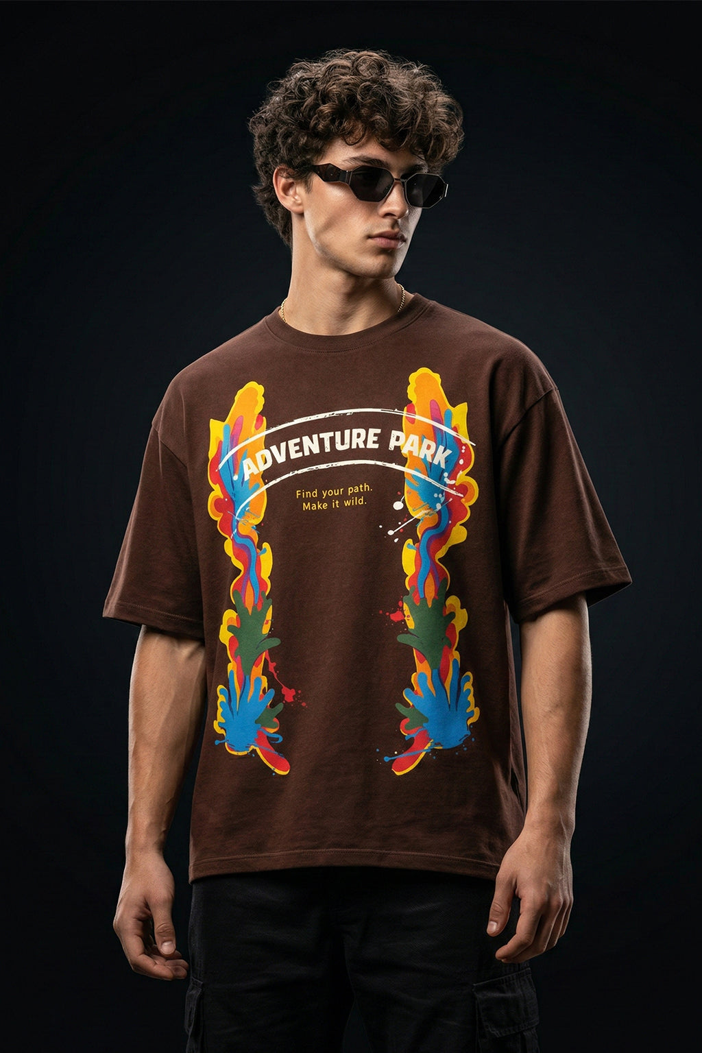 Adventure Park Brown Front Printed Exclusive T-shirt Supreme Edition