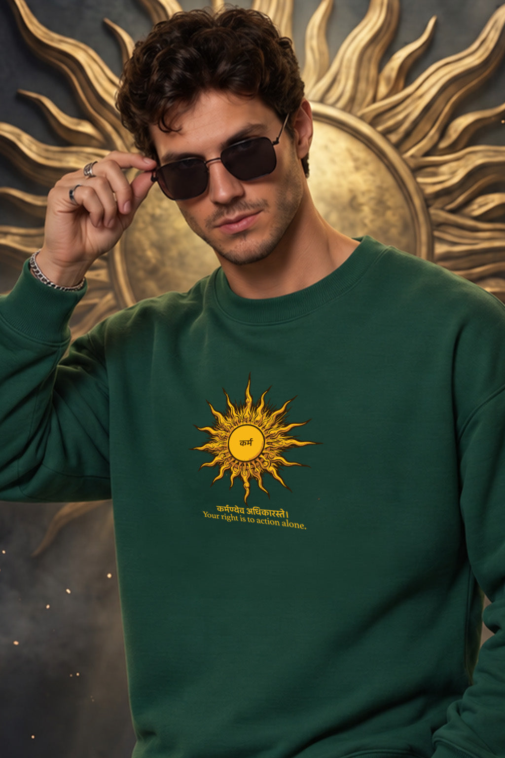 Karma Green Prinetd Oversized Exclusive Sweatshirt