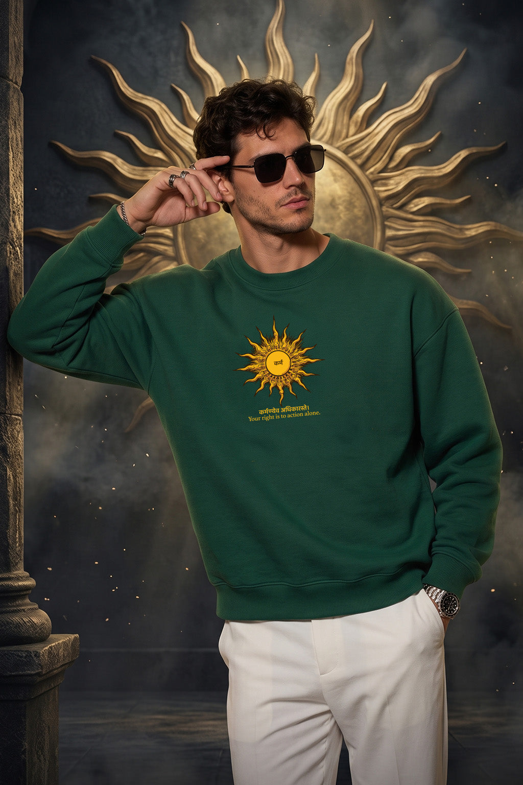 Karma Green Prinetd Oversized Exclusive Sweatshirt