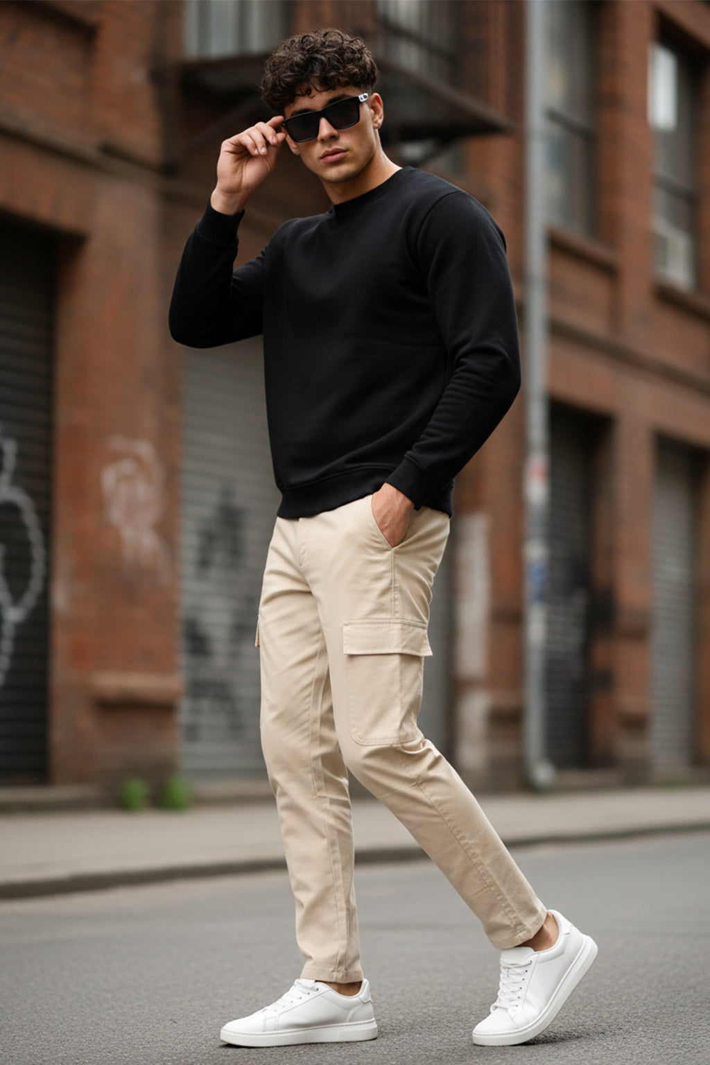 Beige Pure Woven Narrow Fit 5 Pocket Cargo