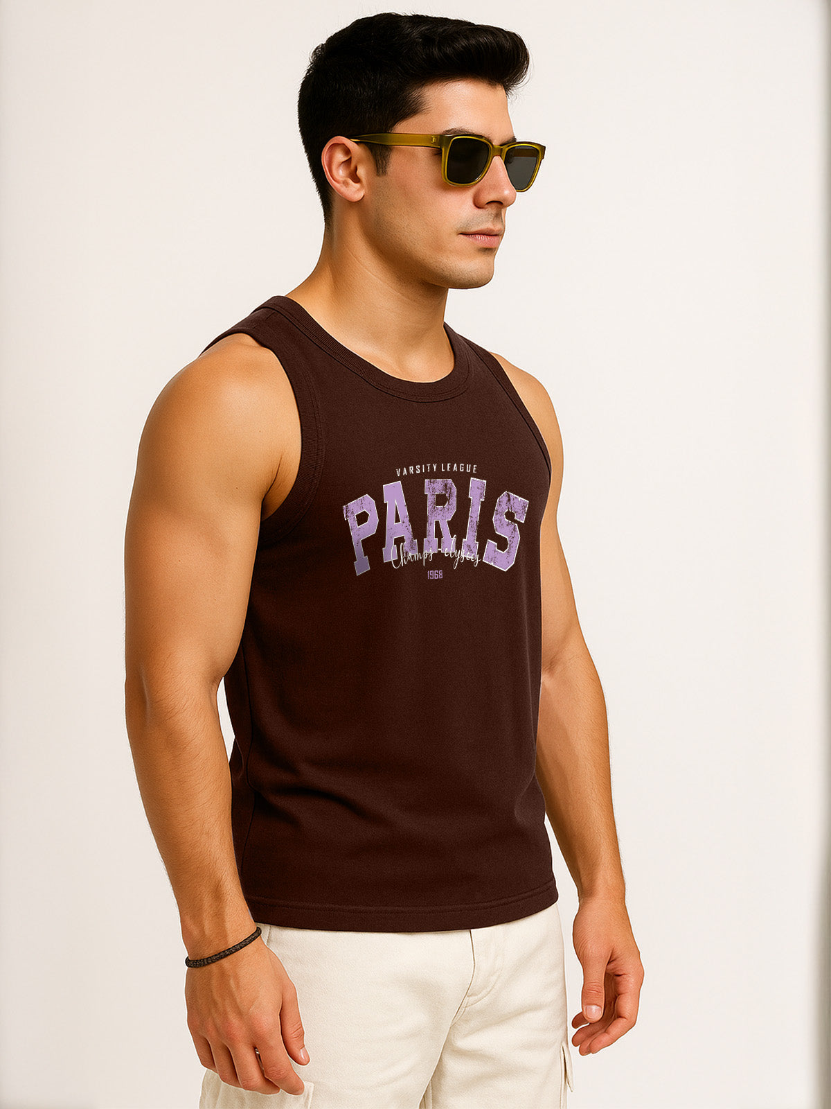 Paris Brown Regular Fit Printed Vest