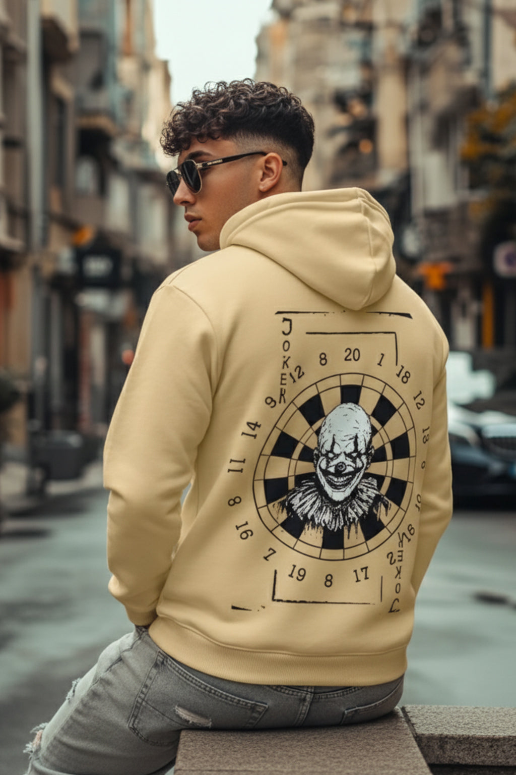 Joker Beige Regular Fit Back Printed Hoodie