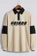Veirdo Beige & Black Oversized Full Sleeve Exclusive Polo T-shirt