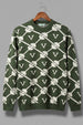 Green Jacquard Printed Regular FIt Sweatshirt