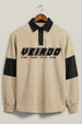 Veirdo Beige & Black Oversized Full Sleeve Exclusive Polo T-shirt