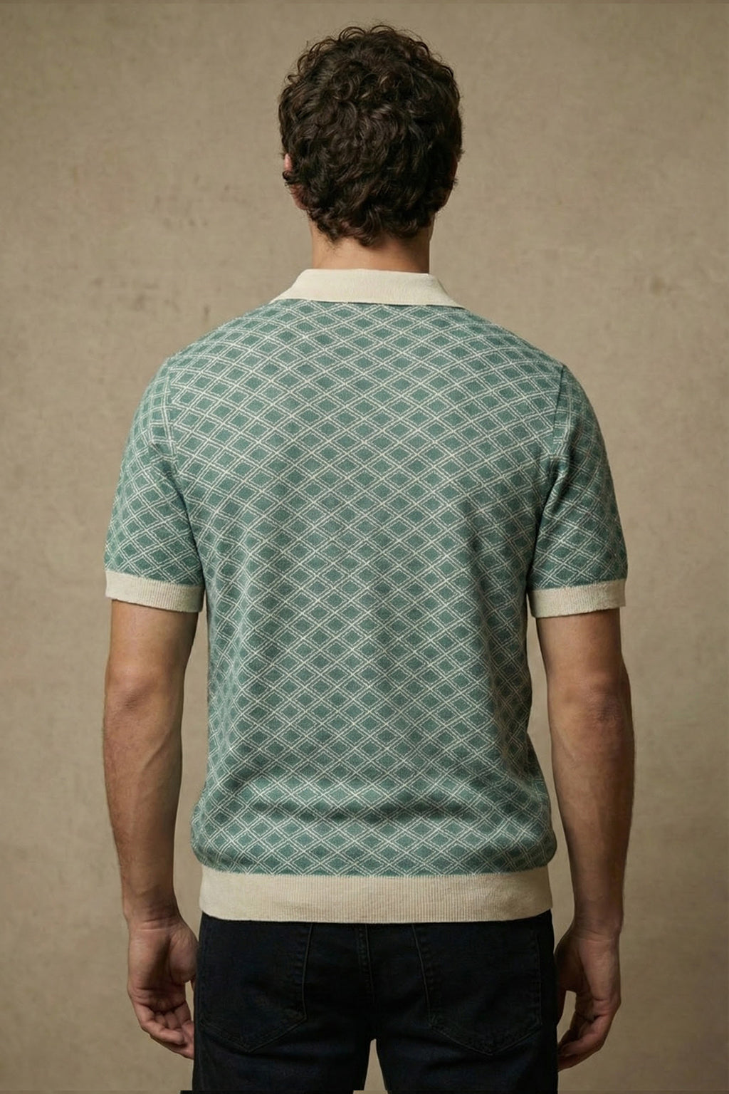 Blue Flatknit Textured Loose Fit Exclusive Polo T-Shirt