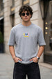 Warning Grey Oversized Textured Exclusive T-shirt