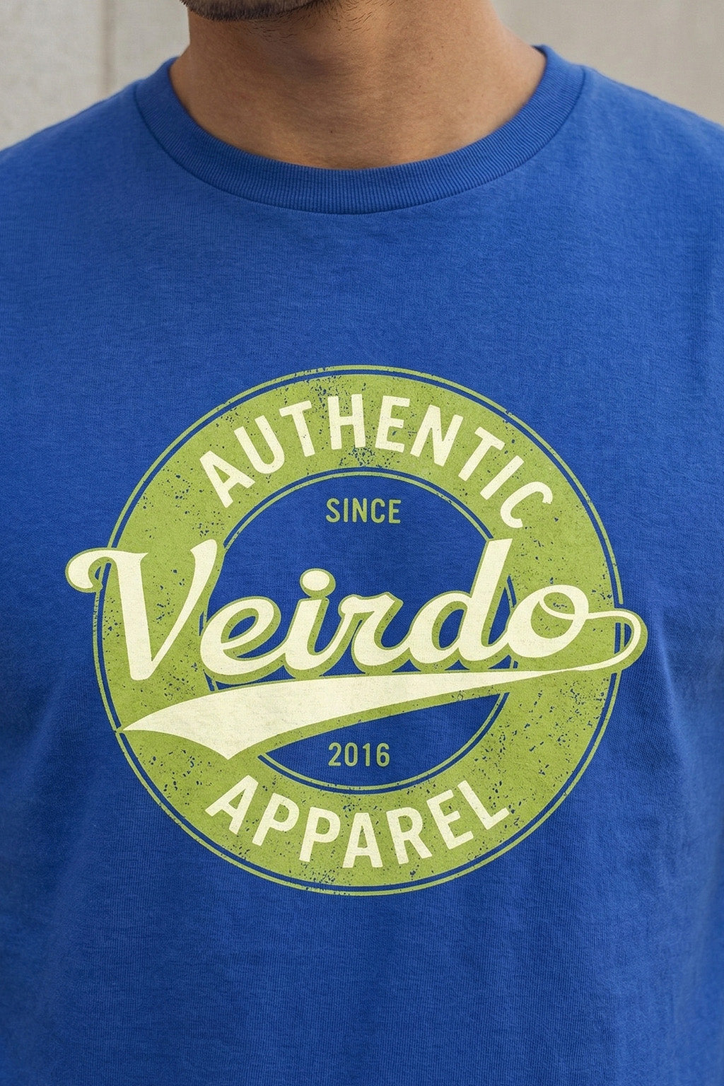 Veirdo Authentic Royal Blue Regular Fit Printed T-shirt