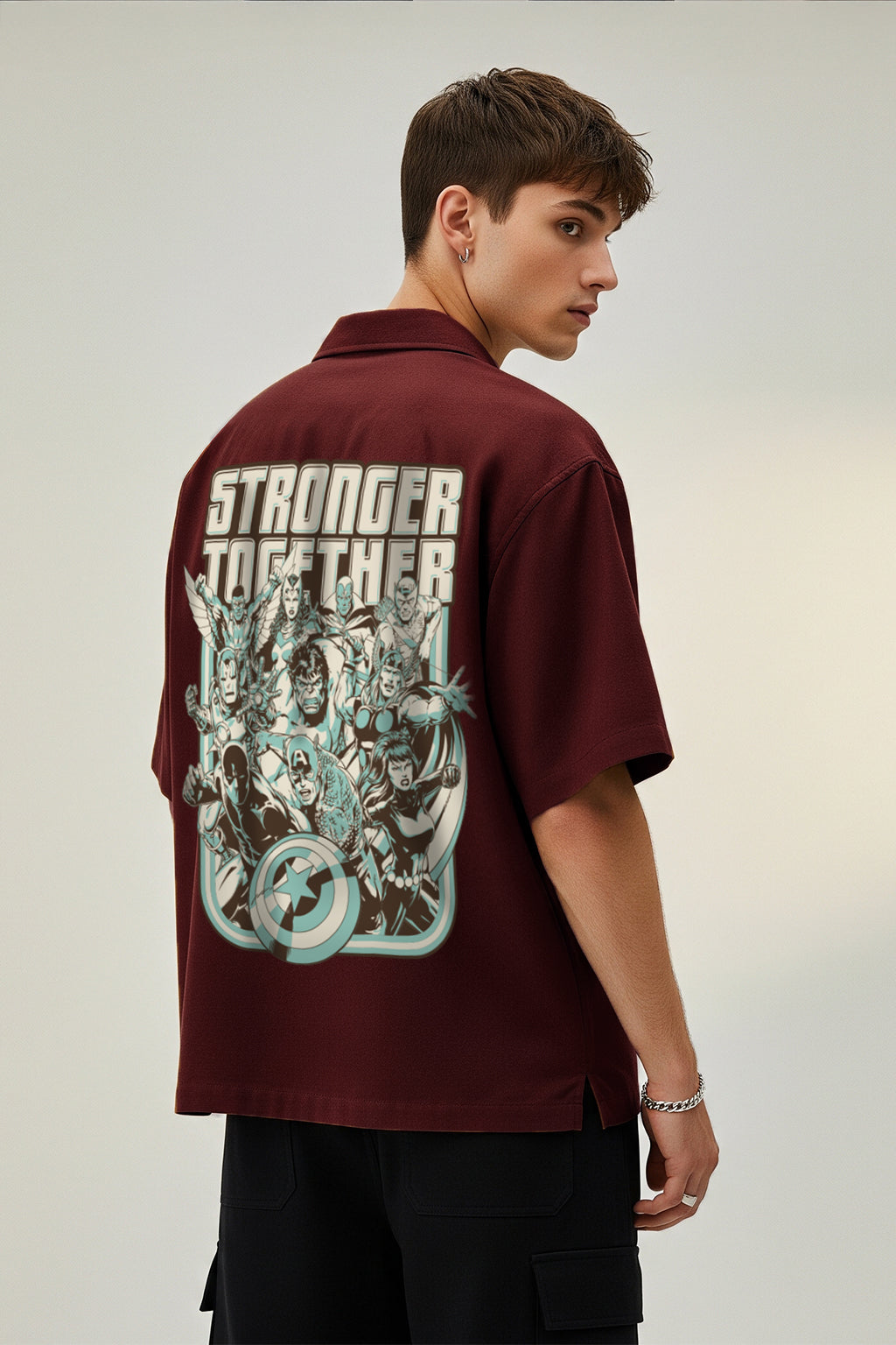 Stronger Brown Oversized Printed Exclusive Shirt