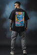 UTOPIA Black Oversized Graphic Back Printed T-shirt