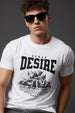 Desire White Regular Fit Printed T-shirt