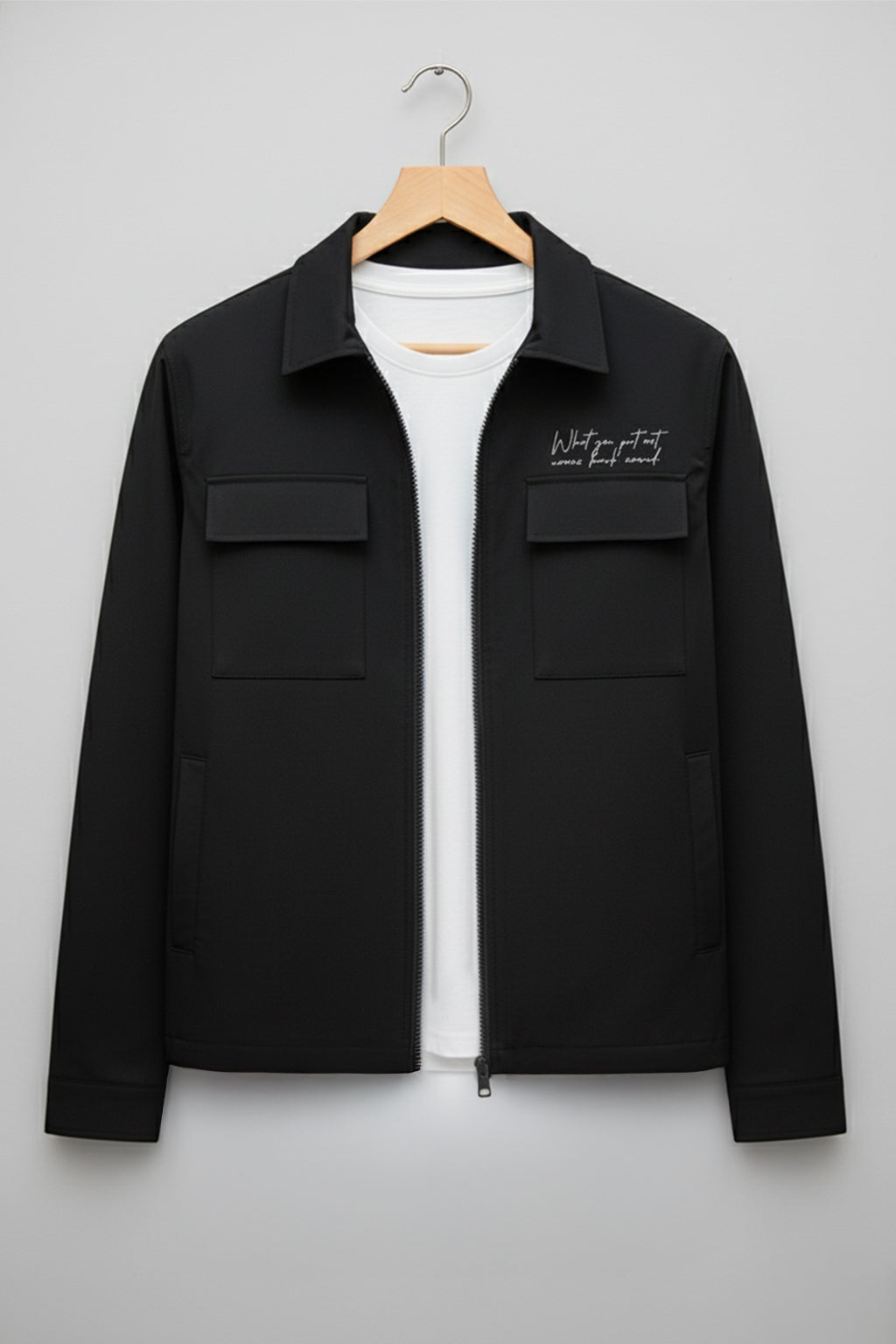 Dark Grey 4-Pocket Regular Fit Nylon Exclusive Shacket