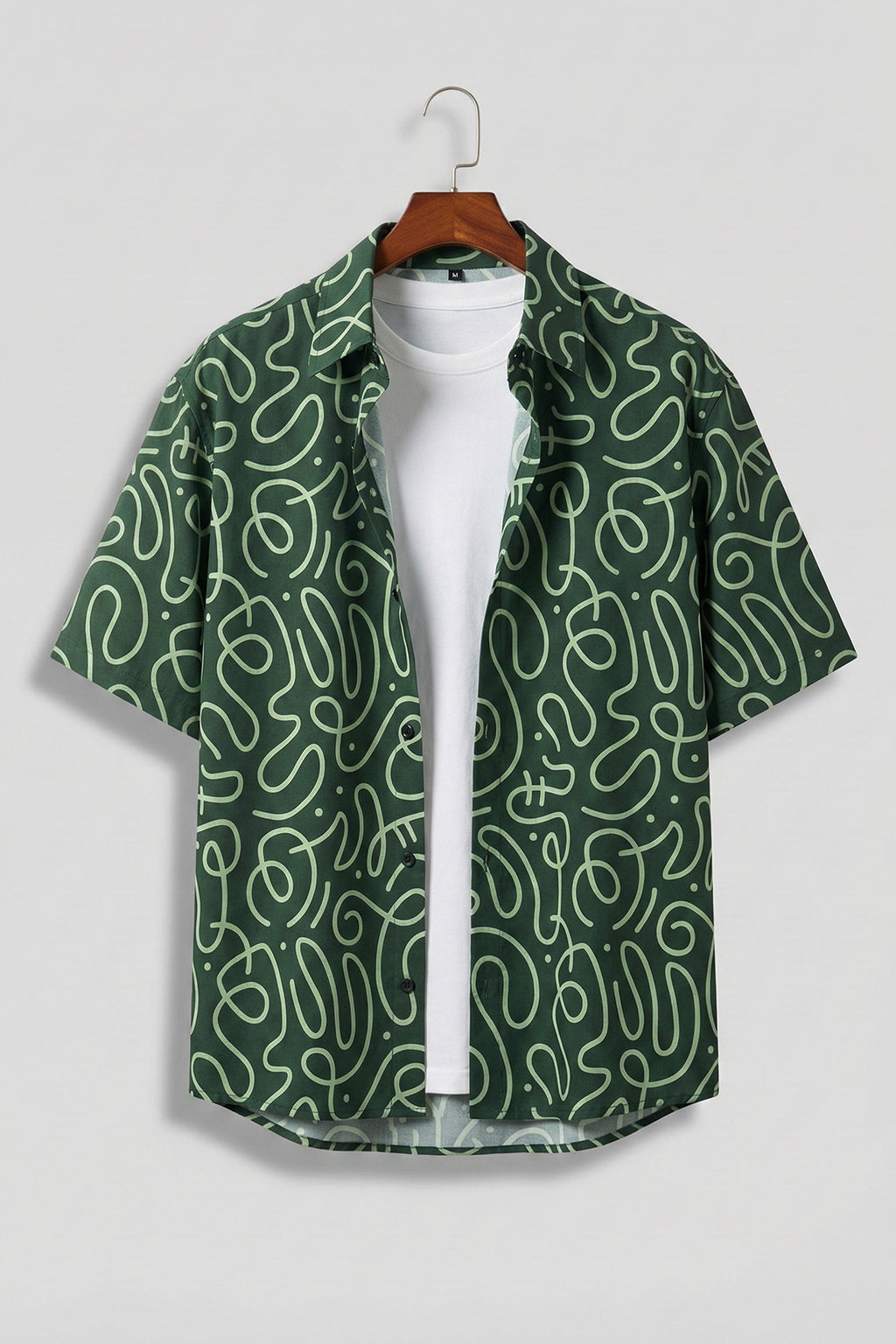 Abstract Maze Green All Over Print Oversized Exclusive Shirt