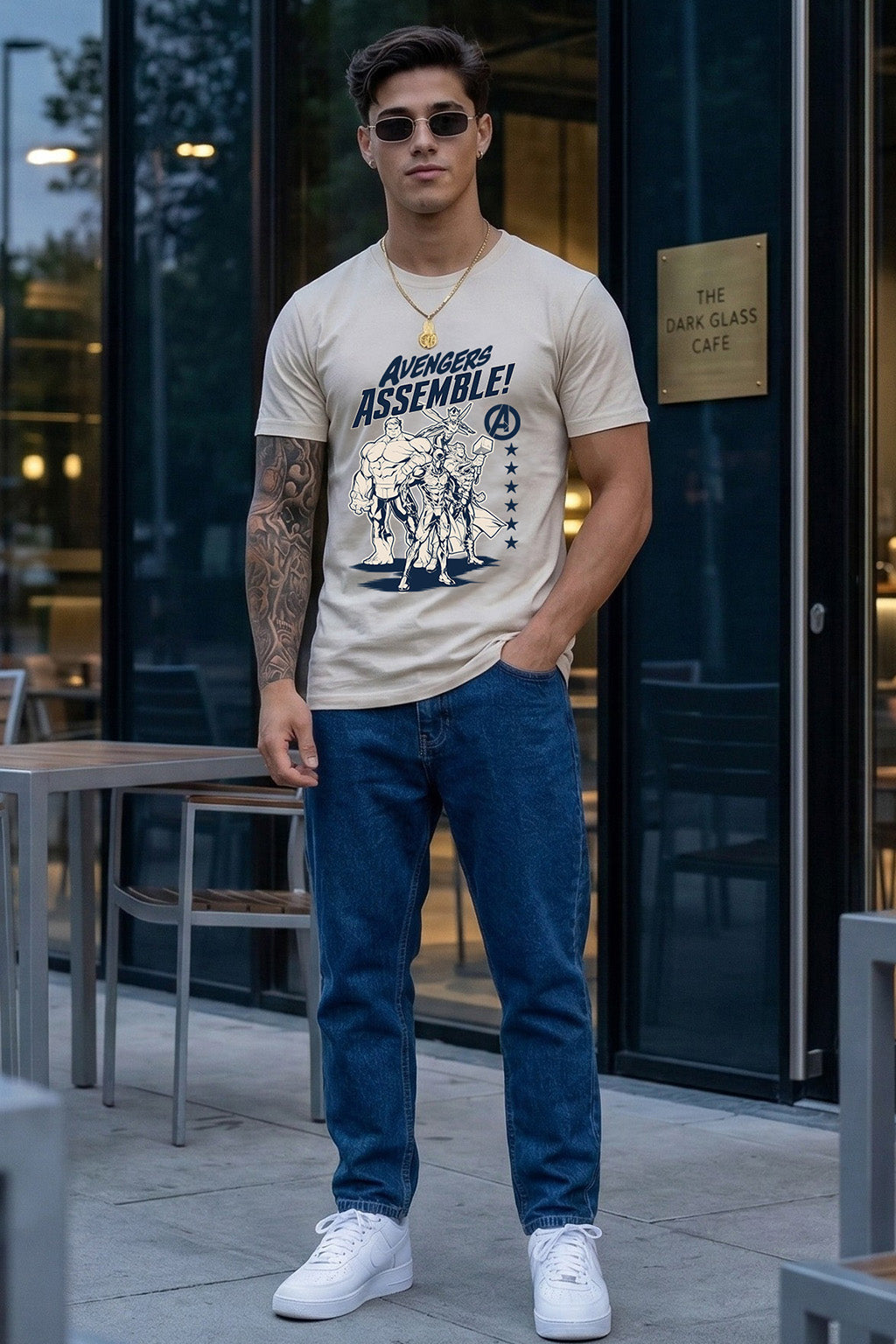 Avengers Swanwhite Regular Fit Printed T-shirt