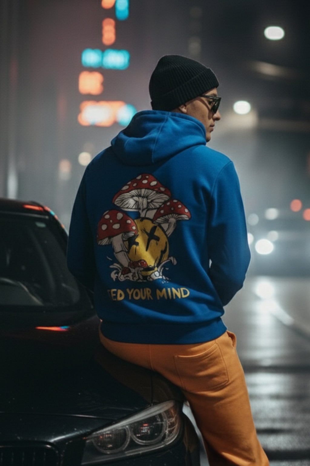 Feed Your Mind  Blue Back Graphic Printed Regular Fit Hoodie