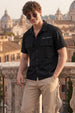 Black Utility Twill Cropped Short-Sleeve Exclusive Shirt