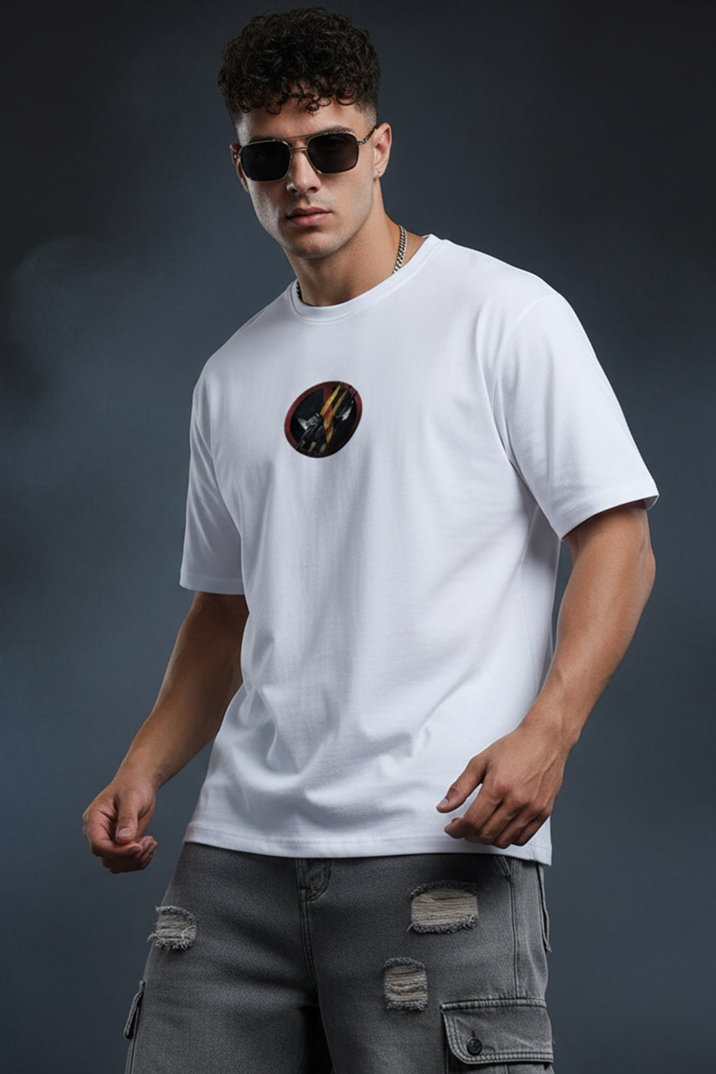 I AM THE MADNESS Marvel White Oversized Deadpool T-Shirt