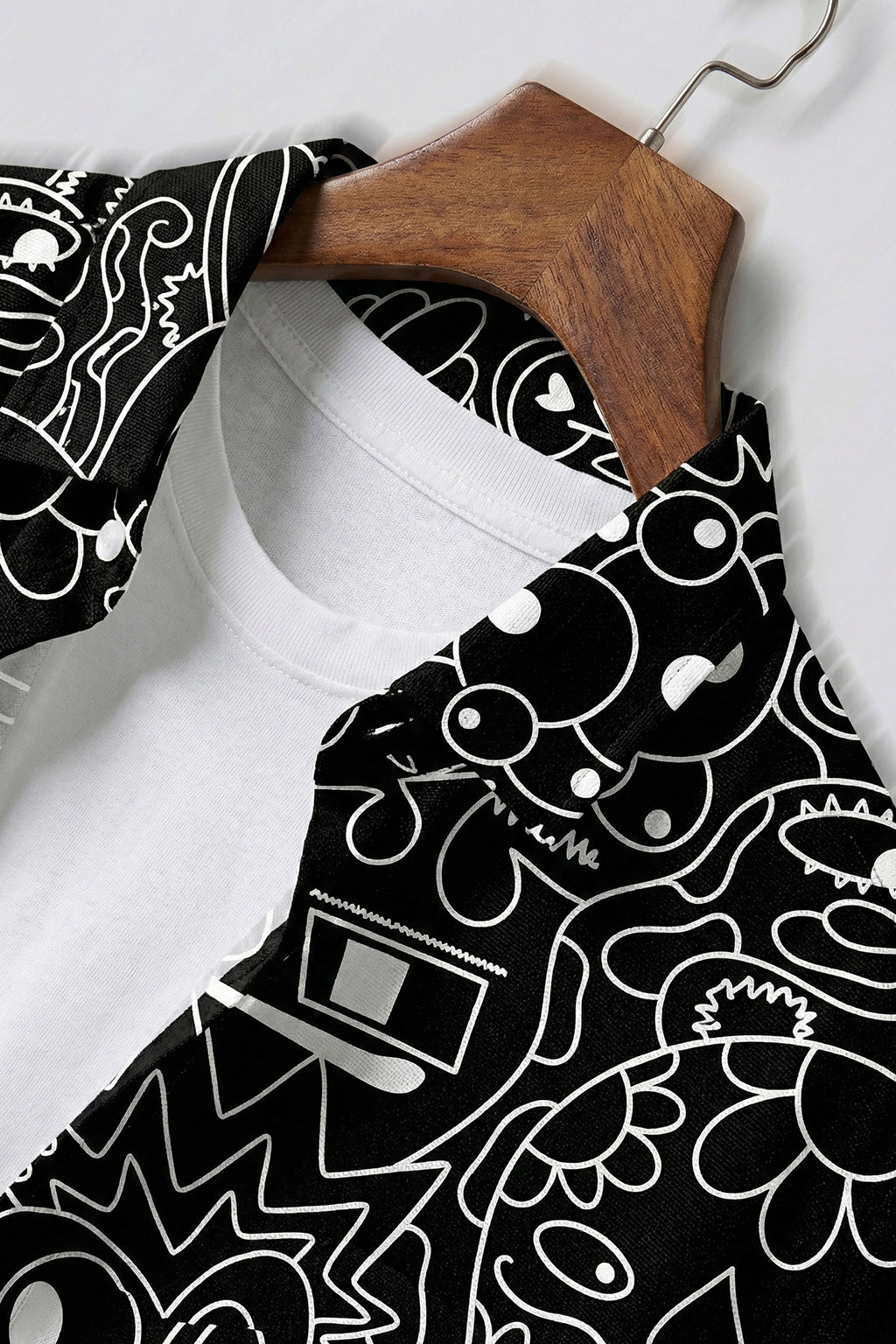 Abstract Maze Black All Over Print Oversized Exclusive Shirt