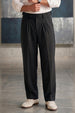 Black Tailored High-Waist Adjustable Weist Korean Pant