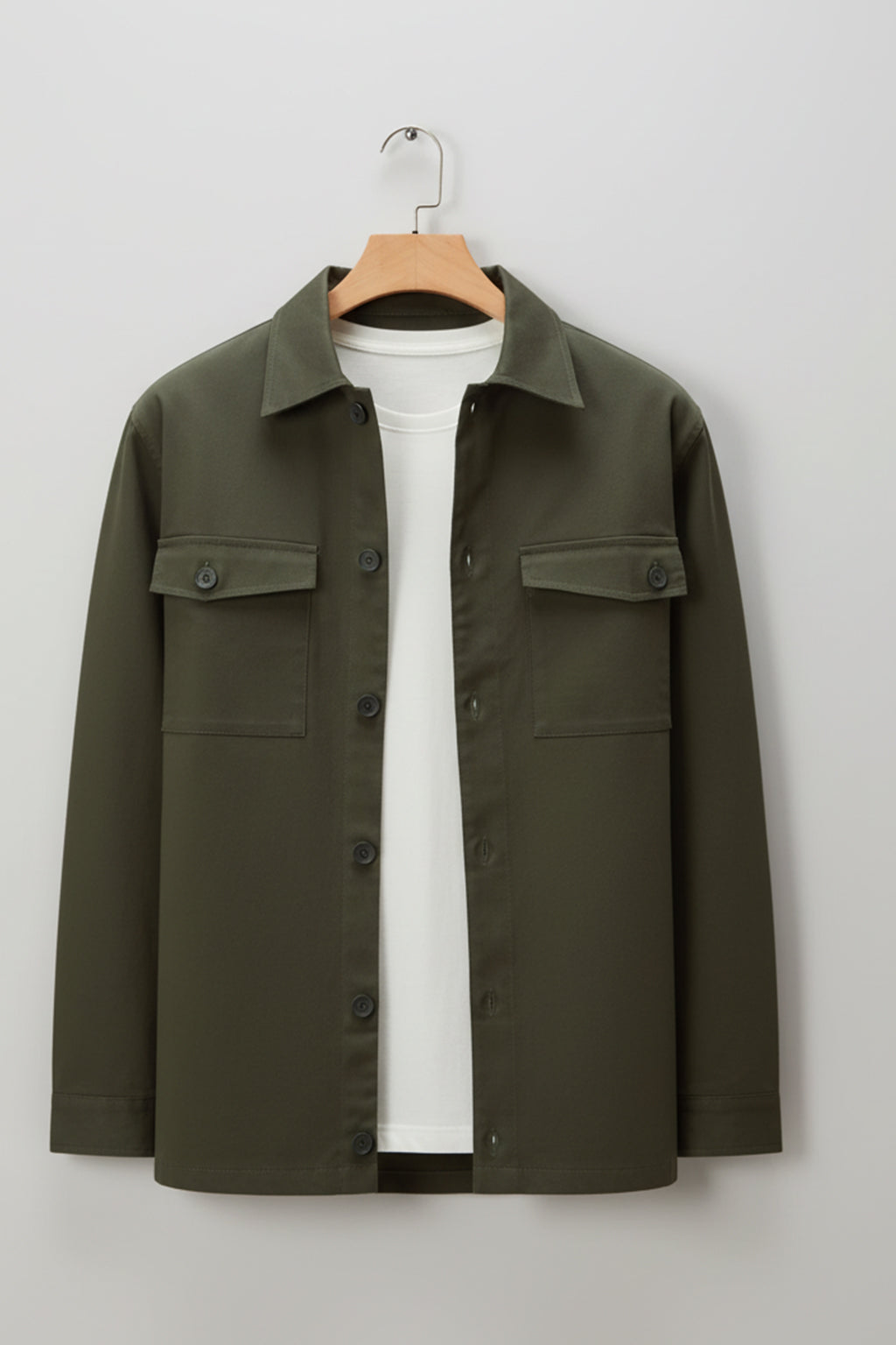 Olive Veirdo Exclusive Premium Button Detail Exclusive Shacket