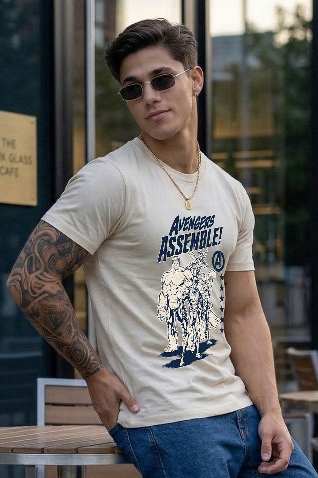 Avengers Swanwhite Regular Fit Printed T-shirt