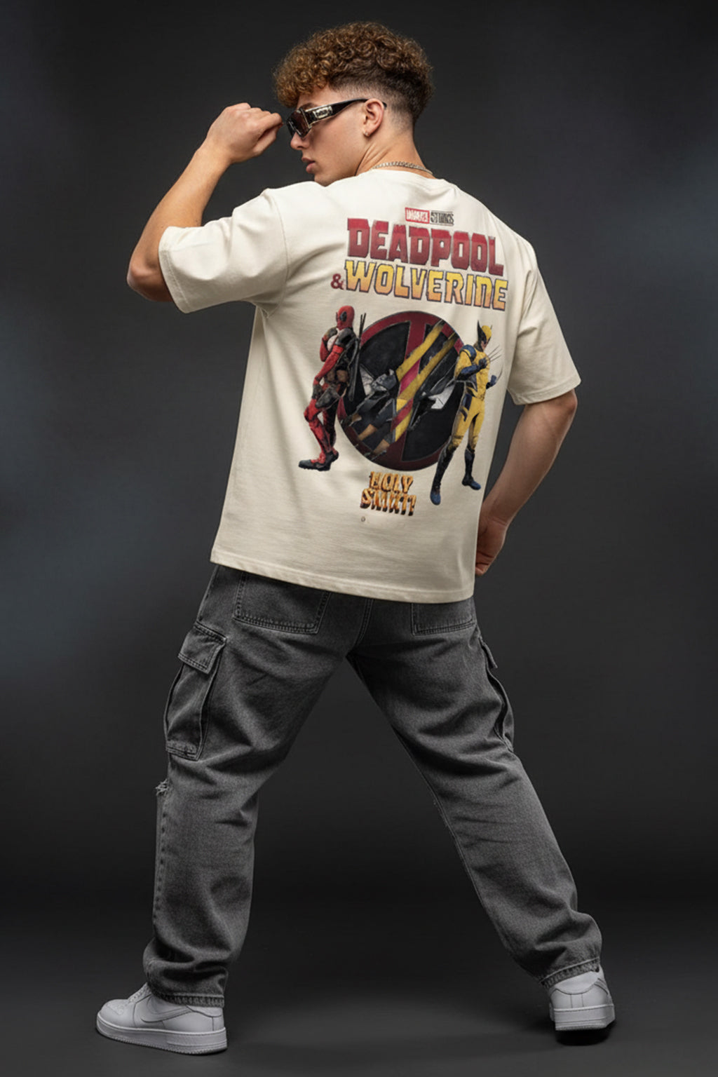 HOLY SNIKT Marvel  Super Hero Swanwhite Oversized Deadpool T-Shirt