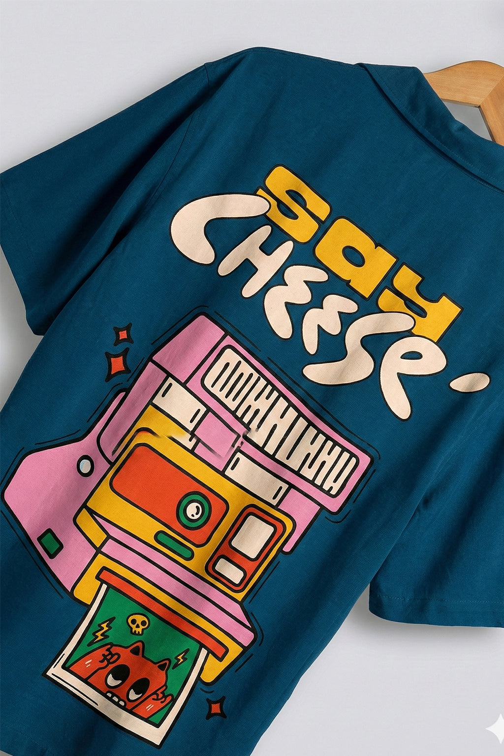 Say Cheese Navy Oversized Printed Exclusive Shirt