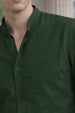 Olive Plain Regular Fit Chinese Collar Full Sleeve Exclusive Shirt