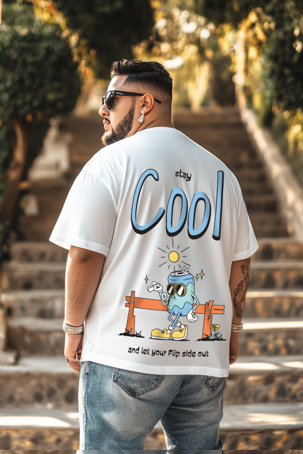 Stay Cool Oversized Back Graphic Plus Size Printed Tshirt