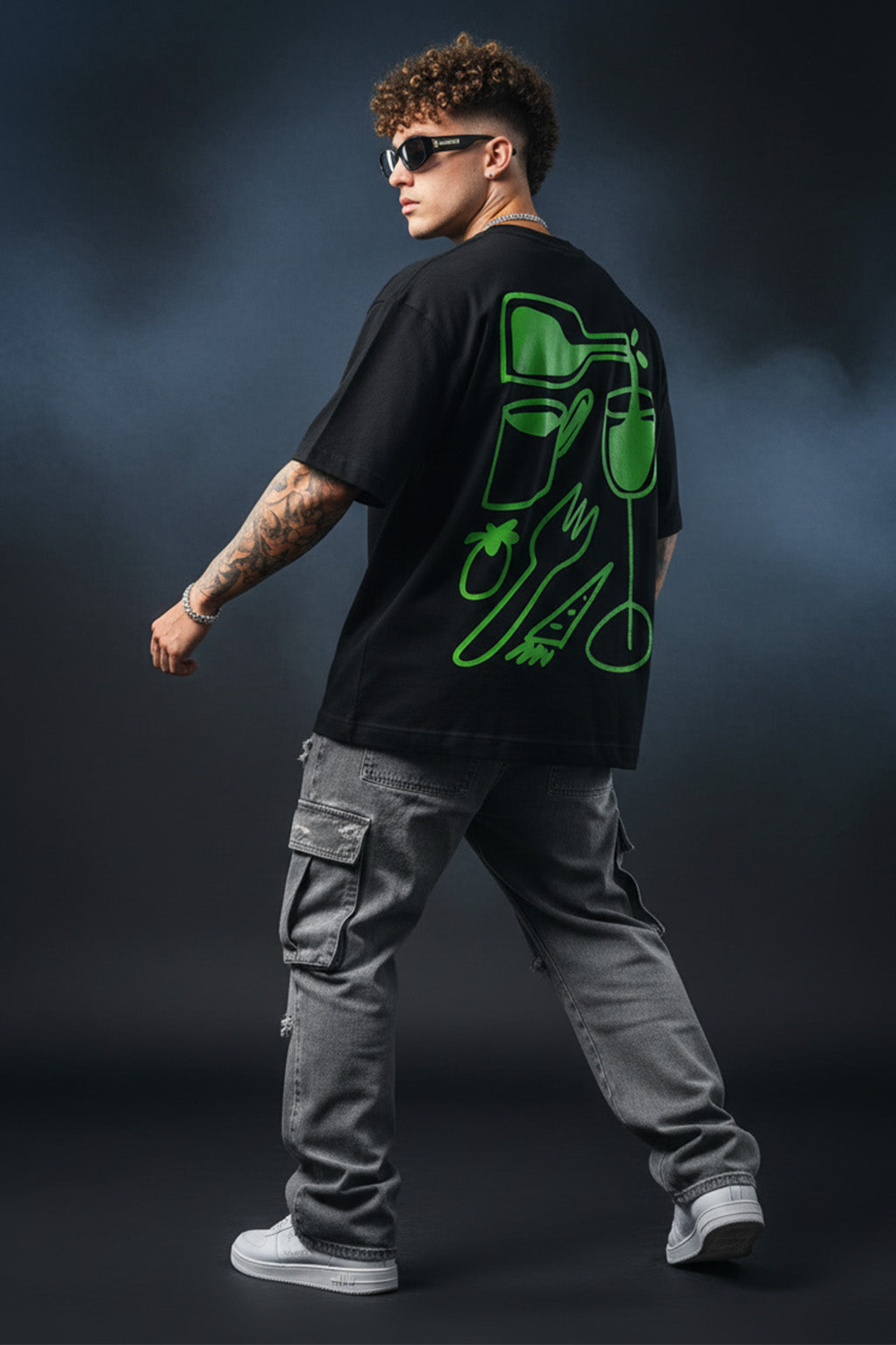 TASTE OF MAGIC Black Back Oversized Graphic Printed T-shirt