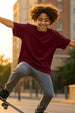 Maroon Solid Oversized Boys T-shirt