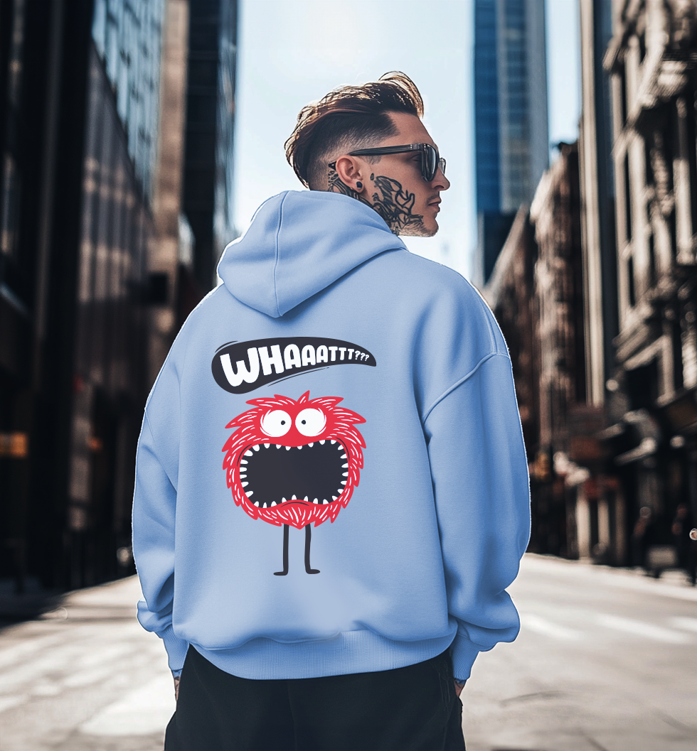 Skull Blue Back Graphic Printed Oversized Fit Hoodie