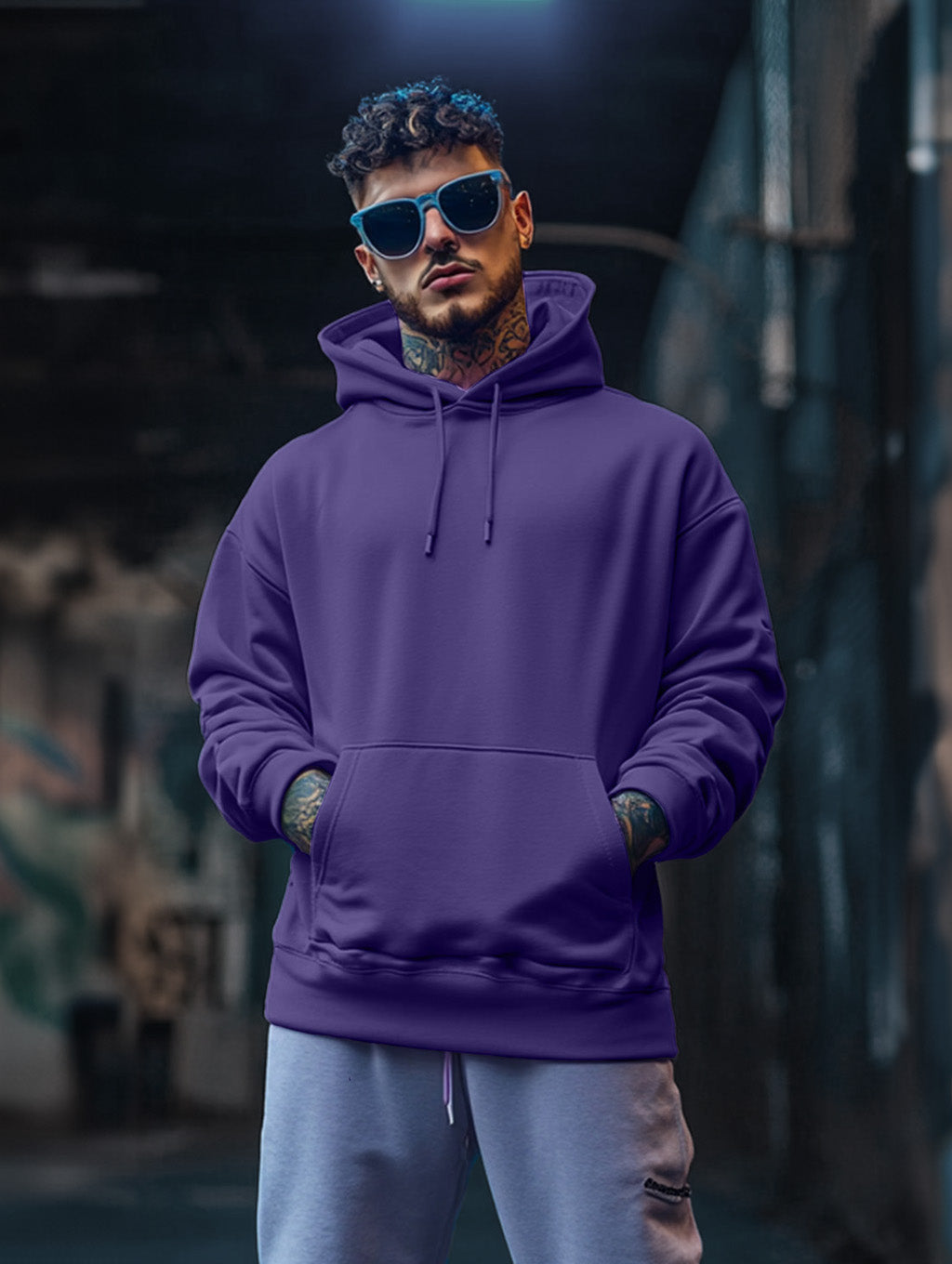 Purple Plain Regular Hoodie