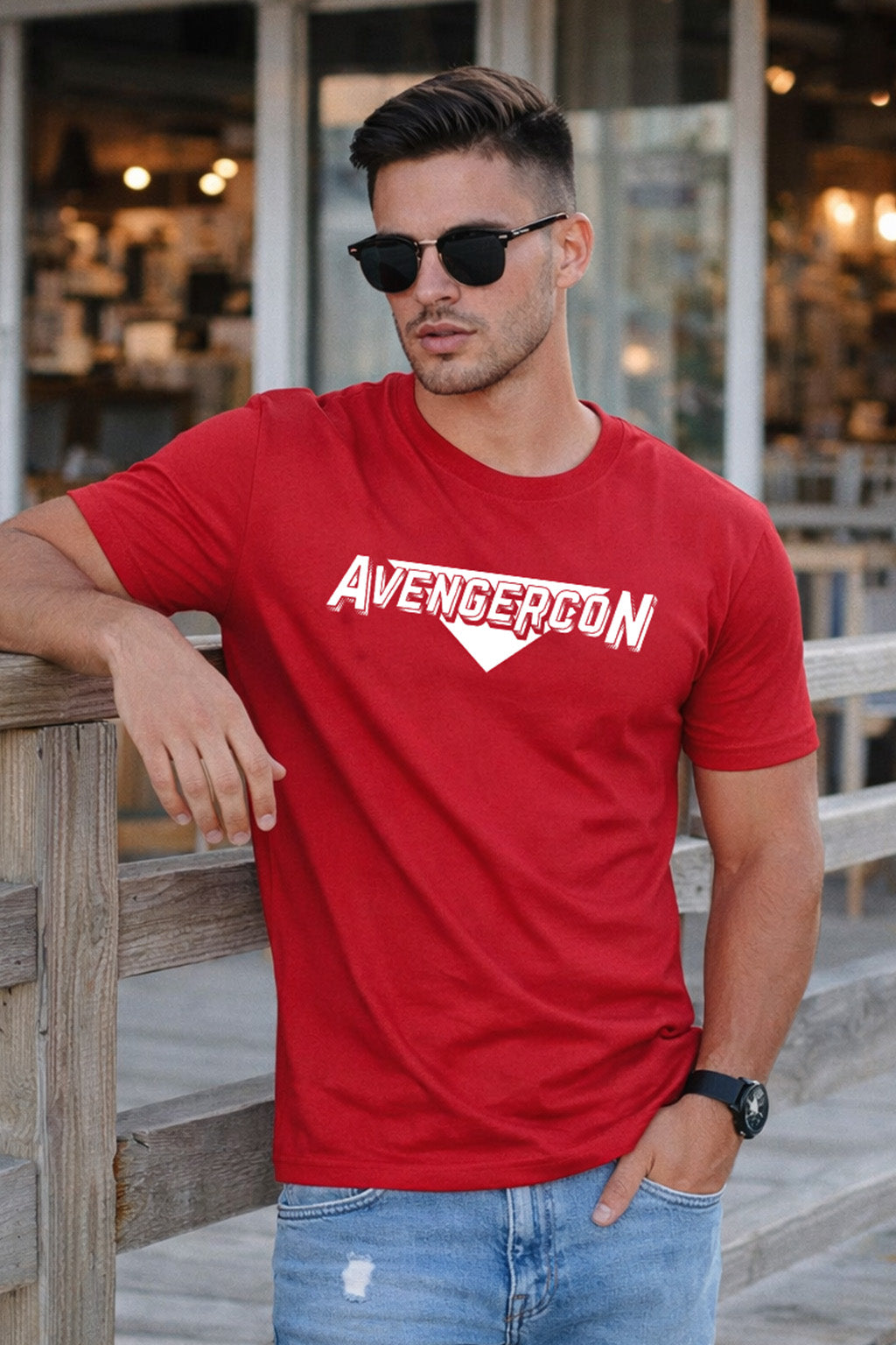 Avengercon Red Regular Fit Printed T-shirt