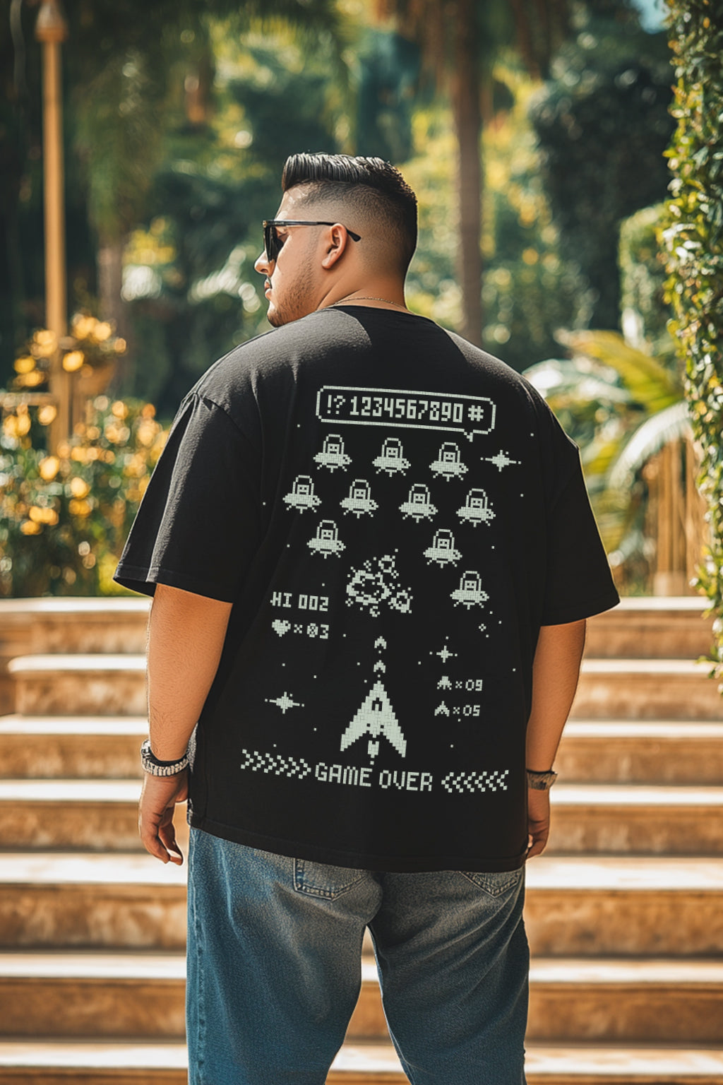 Game Over Oversized Back Printed Plus Size Tshirt