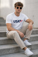 USA White Regular Fit Printed T-shirt
