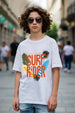 Surf Rider White Oversized Graphic Front Printed Boys T-shirt